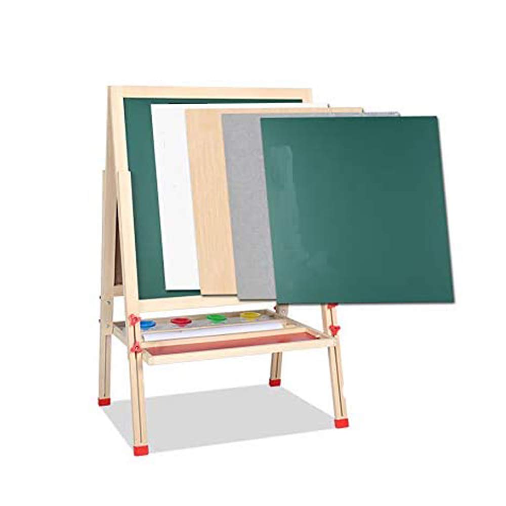 Lavagna per bambini a doppio lato con nero magnetico, cavalletto per bambini, cavalletto per bambini 3 in 1, set di 30 accessori, lavagna bianca magnetica per bambini in legno 3-4 4-8 9-12 anni