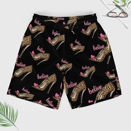 Leopard High Heels Mens Swim Trunks Quick Dry Beach Board Shorts with Pockets4