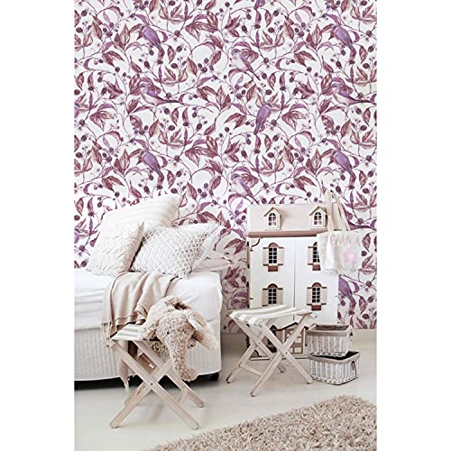 Papier Peint Stickers Muraux Rénovation Meuble et Mur Oiseaux Vintage Forêt