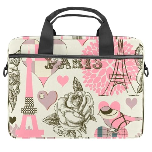 Sac ordinateur portable 13.3 antichoc avec bandoulière motif rose