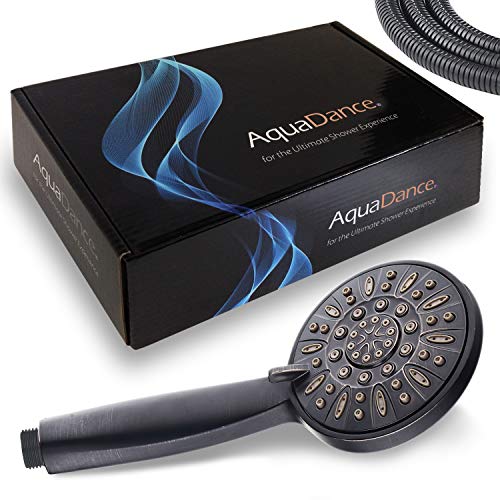 AquaDance High Pressure 6-Setting Oil Rubbed Bronze 4" Handheld Shower with Hose for the Ultimate Shower Experience! Officially Independently Tested to Meet Strict US Quality & Performance Standards