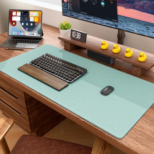 Image of Auhoahsil Felt Desk Mat, Minimalist Large Mouse Pad XXL 35.5 x 15.7 in, Desk Matt for Desktop, Keyboard, Laptop, Computer, Office, Work from Home, Gaming, Light Green