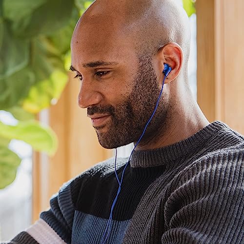 Image of Panasonic Ergofit in-Ear Earbud Headphones Dynamic Crystal Clear Sound Ergonomic Comfort-Fit Metallic Blue (RP-HJE120-AA)