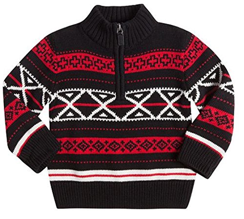 Chaps Toddler & Boys1/4 Zip Pullover Sweater (6, Black)