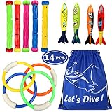 Obsequio perfecto, aumenta la diversión en el agua: el conjunto de juguetes de buceo aumenta la diversión y la alegría en la piscina con tus hijos. Para adultos y padres, también es un regalo de verano perfecto para niños, nietos, niños, niños, niñas y estudiantes de natación.