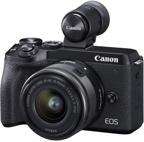 Canon EOS M6 Mark II Mirrorless Digital Camera with 15-45mm Lens and EVF-DC2 (Black) International Model (Renewed)