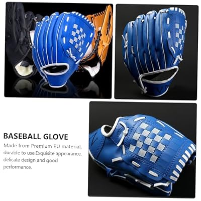 VANZACK PU Thickened Infield Baseball Glove for Blue Pitcher Training Mitt Softball Catch Throw Protective Anti-Slip Design Comfortable Breathable Hand Guard