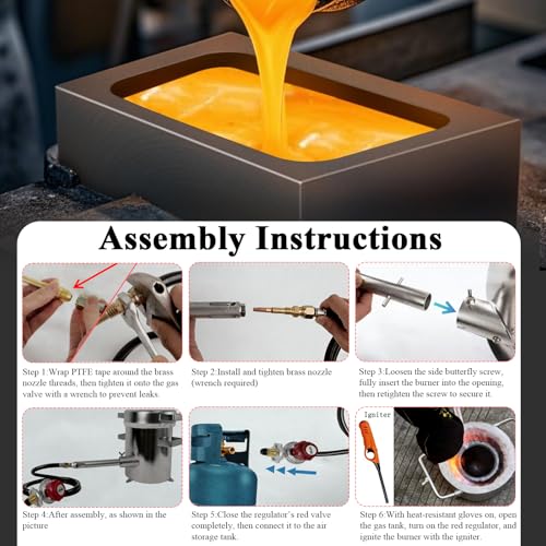 6KG Propane Melting Furnace Kit | High-Temp Smelting Furnace for Gold, Silver, Copper, Aluminum | Smelter Foundry Kit with Crucible & Tongs for Metal Casting (6KG Propane Melting Furnace) by SimpMelts - Image 8