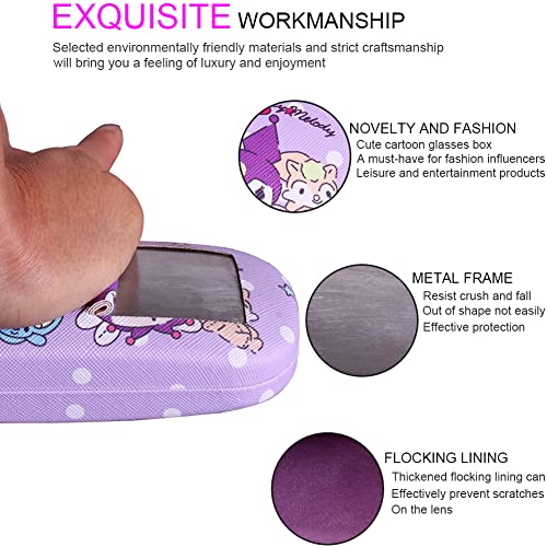Image of ADBGV Cute Stylish Hard Shell Eyeglasses Cases Protective Case Storage Box With Glasses Cloth Eyeglass Strap for Girl Teen