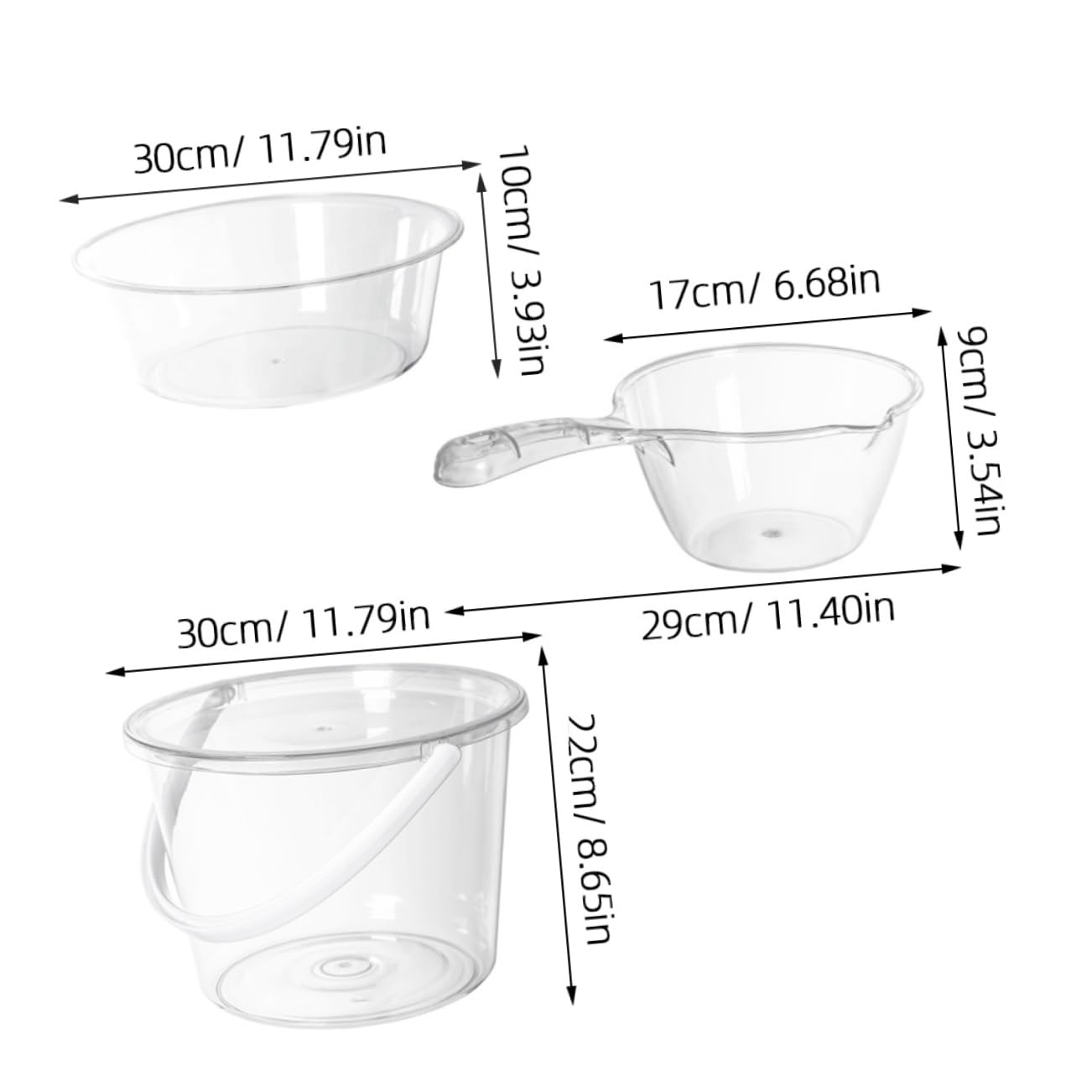 BESTYASH Wassereimer Mit Großem Fassungsvermögen Transparenter Plastikeimer Runder Eimer Mit Griff Tragbarer Mehrzweck-wassereimer Für Haus Und Garten Set Mit Eimer Und Schaufel