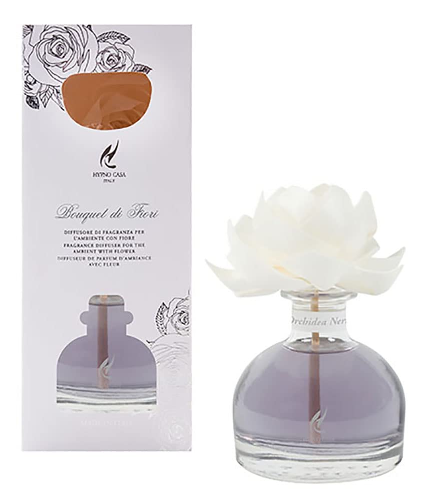 Dyfuzor zapachowy z kwiatem – 250 ml (czarna orchidea)