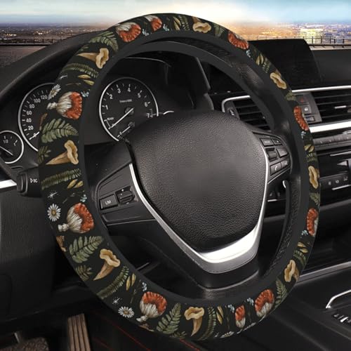 Steering Wheel Covers for Women 15 inch Universal Anti-Slip Stylish Car Steering Wheel Grip Wrap Car Accessories Cover for Vehicle (Vintage Mushroom)