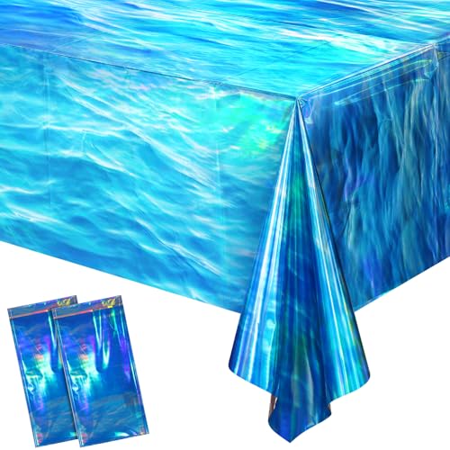 Iridescent Ocean Waves Disposable Tablecloths (2 Pcs)
