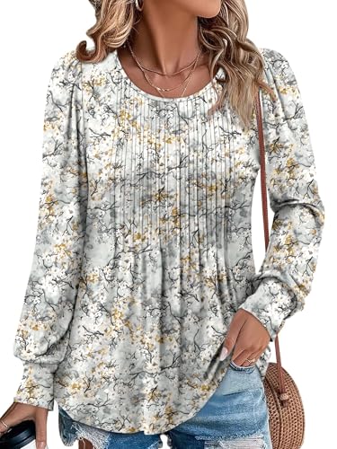 BETTE BOUTIK Long Sleeve Shirts for Women Fall Tops Dressy Blouses Crewneck Tunic Tops for Leggings S-3XL