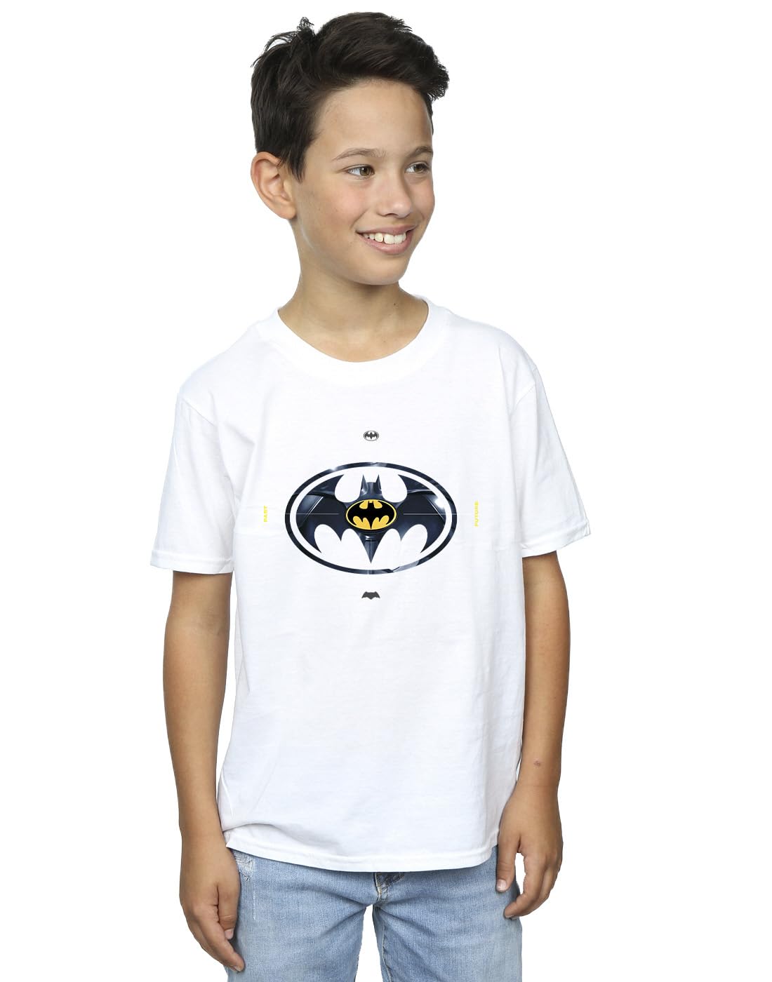 Absolute Cult Boys White Dc Comics The Flash Batman Metal Logo T-Shirt 3-4 Years