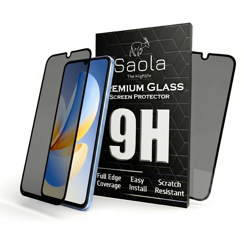 Image of Saola Ultra Privacy Tempered Glass For Realme C71 (PACK OF 1) with Free Installation Kit. Full screen Coverage. Free Replacement If Received Damaged - 6.67 inch