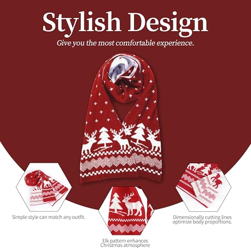 Unisex Christmas Scarf Christmas Theme Scarves Winter Knitted Scarf3