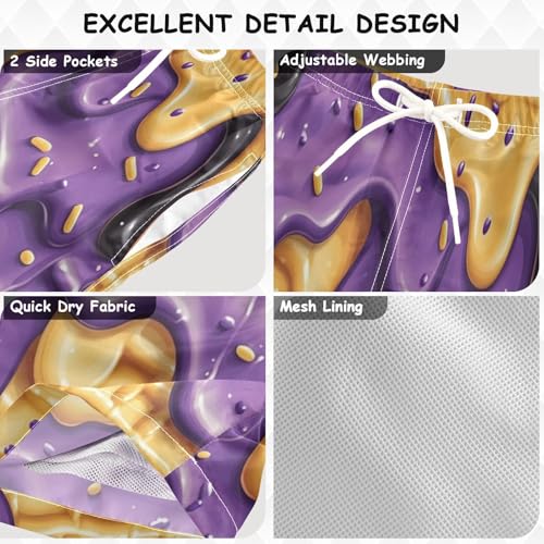 Pigsaly Boys' Swim Board Shorts Black Yellow Purple Milk Ice Cream Boy's Swim Trunks Kids Swimwear M3