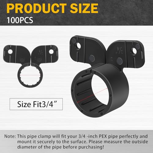 Image of Briwooody 100 Pack 3 /4 Inch Pex Suspension Pipe Clamps Tubing Supports for Pex, Copper, CPVC Pipe, Butterfly Style(Black)