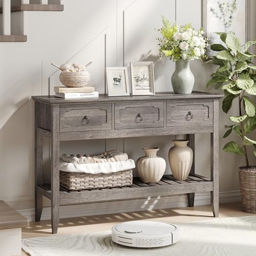 Maupvit Rustic Entryway Table with Large Storage Space, Farmhouse Feel