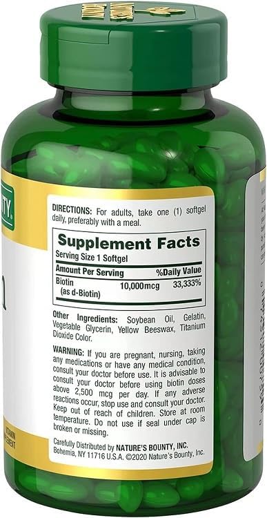 Miniatura 2 de Nature's Bounty Biotin 10,000 mcg, 250 cápsulas blandas de liberación rápida