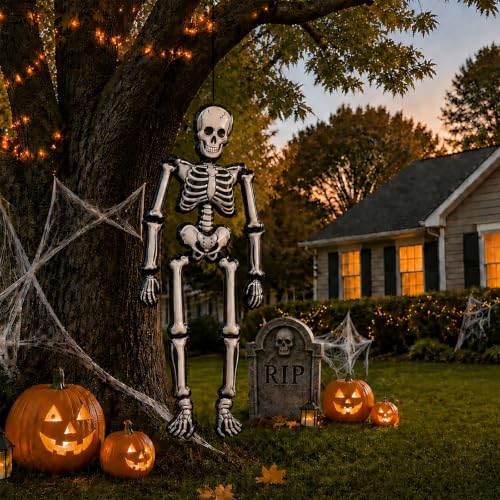 Image of 79 inch Skeleton Halloween Balloon, Jumbo Skull Foil Balloon for Halloween Decorations Indoor, Halloween Home Decor, Halloween Decorations Outdoor