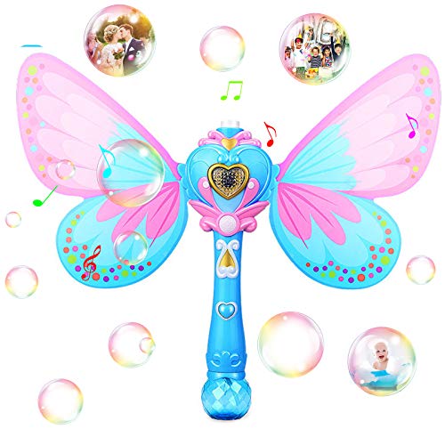 Máquina de Burbujas de Varita Hadas Mariposa, Maquina Pompas Jabon Automática música...