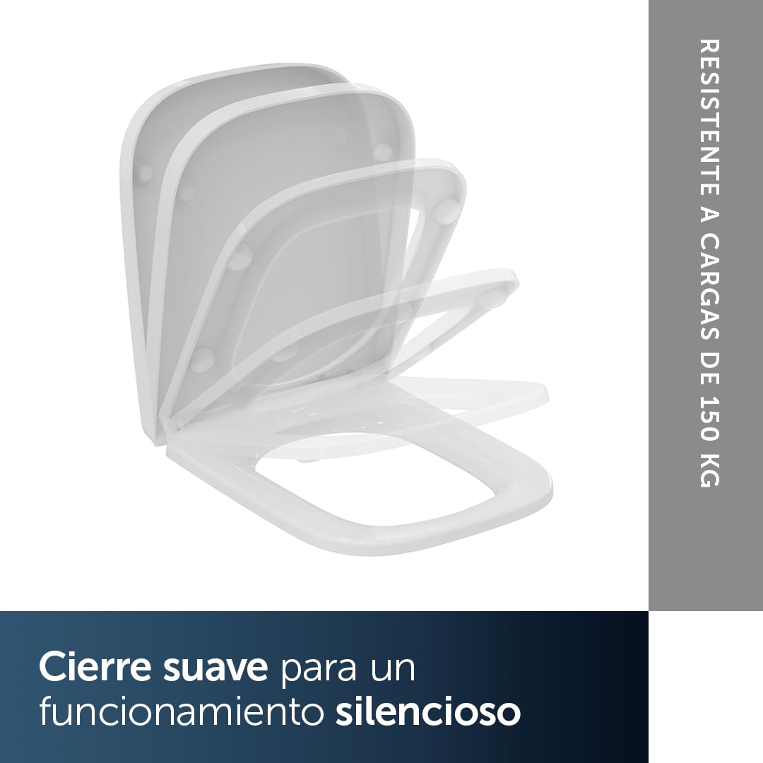 Ideal Standard T468301 Asiento de inodoro Original Ideal Standard i.life B con cierre suave, envolvente, blanco