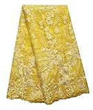 SanVera17 African Lace Net Fabrics Nigerian French Fabric Rope Embroidered and Manual Beading...