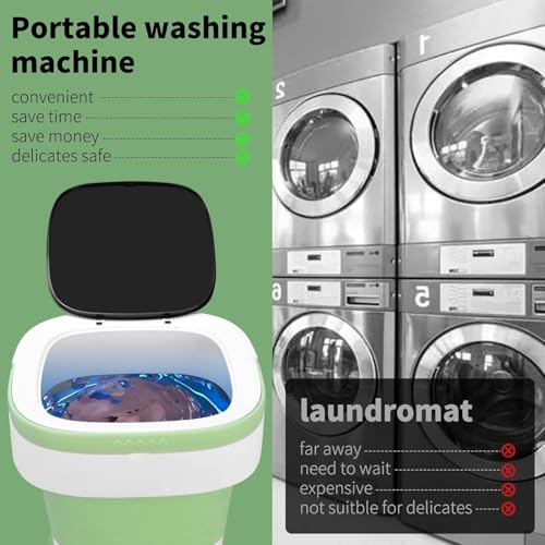 Image of 20L Portable Washing Machine, Mini Washer with Spin Basket Laundry Machine, 3 Modes Deep Cleaning, Upgraded Small Collapsible Laundry for Hotel, Apartment, Home and Travel - Green