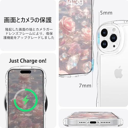 DOMAVER iPhone 15 Pro ケース ウェーブ 透明 可愛い ケース うねうね TPU 韓国 おしゃれ クリア 黄ばみなし 人気 いphone 15Pro バンパー 耐衝撃 指紋防止 滑り止め スマホケース iPhone15Proストラップホール付き アイフォン 15Pro なみなみ カバー 6.1インチ クリア