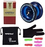 MAGICYOYO Yoyo principiante K1Yoyos receptivo con Yo Yo Pouch Glove 5 Cuerdas Regalo de juguete para 8+ Niños Azul profundo