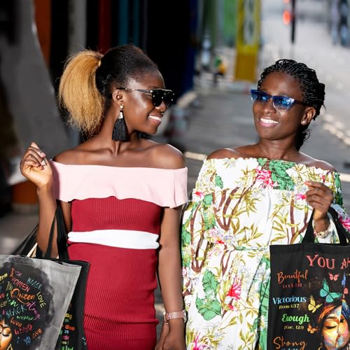 Image of Silkfly 4 Pack African American Tote Bags Gifts for Black Women Shoulder Handbag Afro Satchel Sister Bag for Work Travel