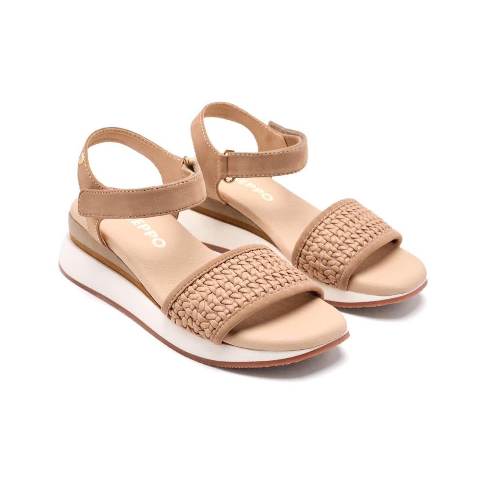 GIOSEPPO Sports Sandals Braided Wedge OJIBWA, beige, 5 UK
