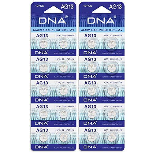 DNA 20 x AG13 Pilas de Botón LR44 A76 357 GP76A SR44W