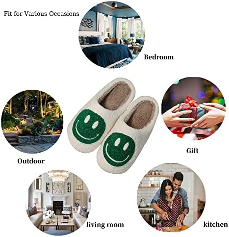 uhbkezy Women's Men's Happy Face Slippers Retro Soft Cozy Comfy Warm Plush Slip-On House Slipper for Winter Indoor Soft Cushion Non-slip Fluffy Slides Slippers | Image 6