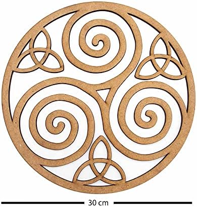 marstanal Triskelion Wood Wall Art Decor,Spiral Wooden Celtic Knot, Triskelion Laser Cut Wall Decor, Celtic Art, Triskele Wall Art, Triskele Triple Spiral Symbol, Celtic