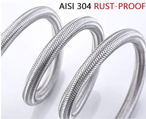 Image of Marcoware Stainless Steel Braided Connection Pipe with Easy-Grip Tightening Nut | Tool-Free Installation For Water Heater Geyser /Wash Basin /Kitchen Sink & Toilet Flush, 1 /2 inch Thread Size, Pack of 2