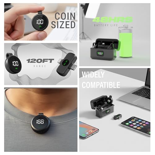 Image of DIGIMORE Wireless Microphone for Youtubers | Magnetic Collar Clip | 3-Level Noise Cancellation | 6Hr Battery | iOS & Android Compatible | Ideal for Content Creation, Youtubers & Vlogging (D-460 Pro)