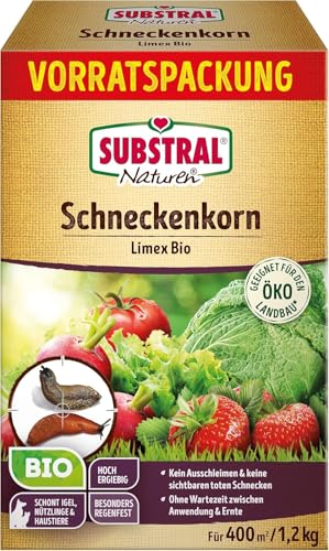 Substral Naturen Schneckenkorn Limex Bio, 1,2 kg für 400 m², natürliches, regenfestes Ködergranulat zur Schneckenbekämpfung