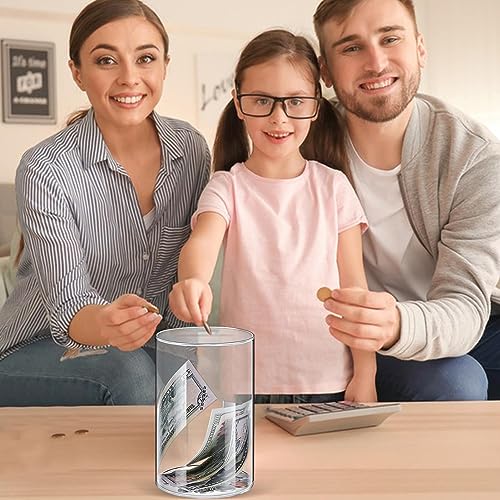 dinheiro acrílico - Caixa dinheiro transparente - Caixa poupança transparente, frasco moedas reutili