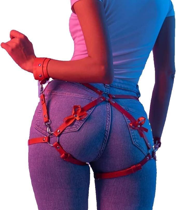 Punk Leather Lingerie for Women, Gothic Garter Belts Adjustable Body Belt Party Sexy Body Chain Women's Exotic Apparel