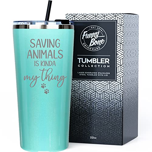 Vet Tech Gifts for Women - Travel Tumbler Mug Cup With Straw & Lid for Veterinarian Gifts, Rescue, Foster, Dog Mom, Her, Birthday Present, Christmas, Volunteer - Future Graduation Student DVM - 22oz