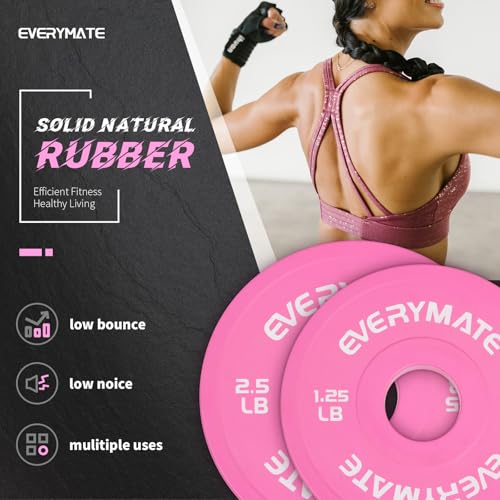 Image of EVERYMATE Change Weight Plates 1.25LB 2.5LB 5LB Set Fractional Olympic Bumper Plates for Cross Training Steel Insert Strength Training