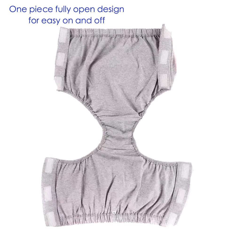 DEEYOTA Adult Post-Operative Underwear,Cotton Tear-Off Nursing Panties,Washable Incontinence Panties,Reusable,Unisex,Suitable for Bedridden,Elderly,Fracture,Incontinence(Triangle-Gray-XL)