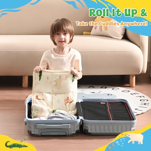 anfie Weighted Lap Pad 2 Pounds, Weighted Blanket Kids(20"*30") Cooling Blanket for Sleeping,Weighted Throw Blanket for Travel Indoor Outdoor (Beige Animal)
