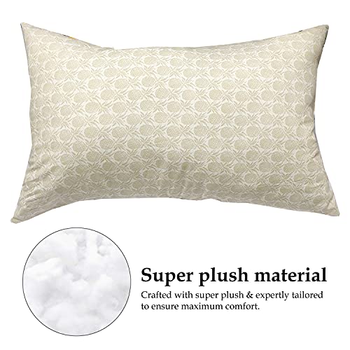 Image of ARLinen-Micro Filled Pineapple Print Cotton Pillow Takiya Combo Set of 2 for Bed Room - 16x24 Inch Size Pillow Set of 2 for Sleeping