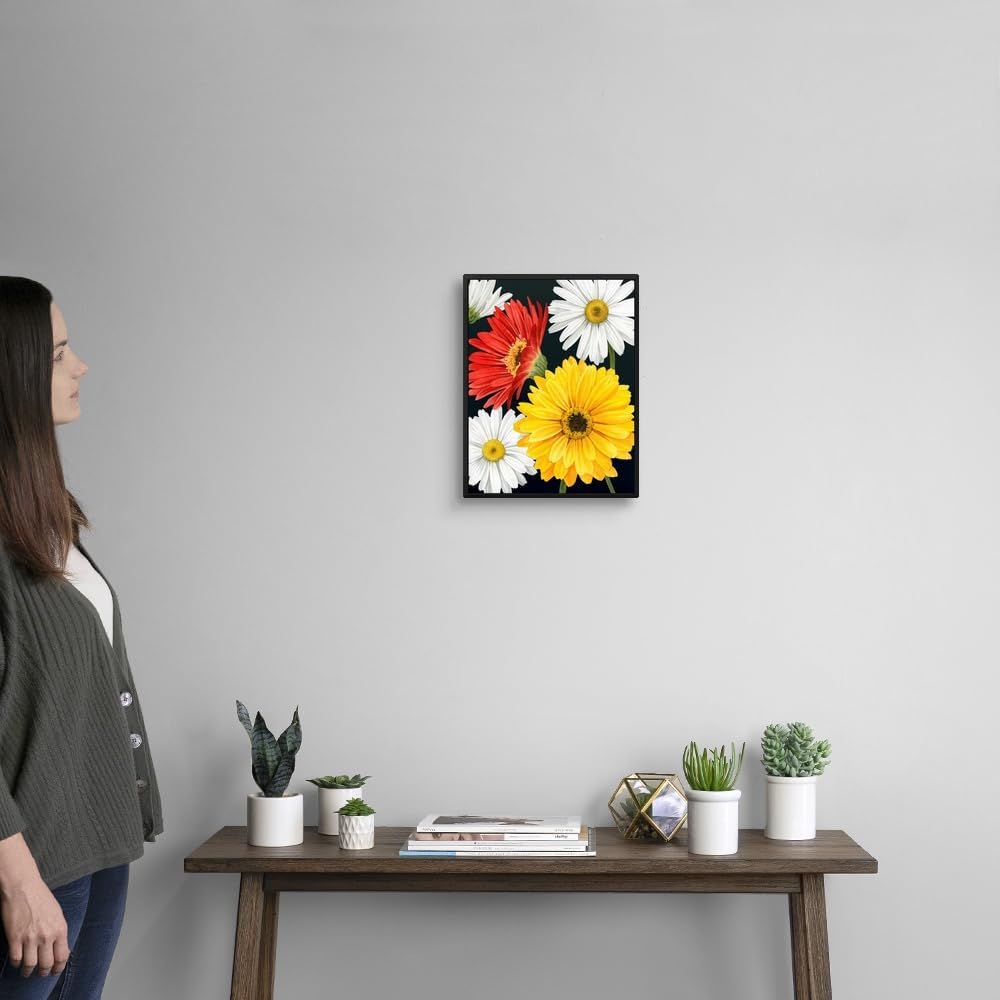 Gerbera Daisy II Black Float Frame Canvas Art, Daisy Artwork