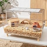 Ruexue 75cm XXL Nagarium - Artgerechtes Hamsterheim aus kristallklarem PET für Goldhamster & Igel, Hamstergehege mit hoher Bodenwanne für tiefes Einstreu, 360° Sicht & Ausbruchsicher