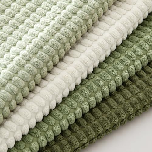 MIULEE Modern Farmhouse Decorative Lumbar Pillow Covers 20x20 Inch Set of 4 Natural Rustic Throw Pillows Neutral Warm Soft Corduroy Couch Pillowcases Home Decor for Sofa Living Room Bed Light Green